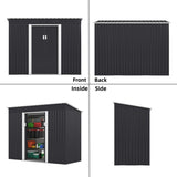 4.2 x 9.1 Ft Brown Outdoor Storage Shed, Metal Tool Shed with Lockable Doors Vents