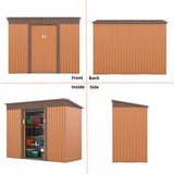 4.2 x 9.1 Ft Brown Outdoor Storage Shed, Metal Tool Shed with Lockable Doors Vents