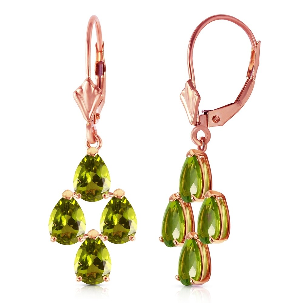 4.5 Carat 14K Solid Rose Gold Peridot Spring Earrings