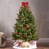 4.5-foot Mixed Spruce Pre-Lit String Light or Unlit Hinged Artificial Christmas Tree by Christopher Knight Home