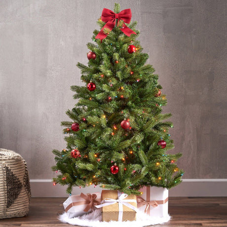 4.5-foot Mixed Spruce Pre-Lit String Light or Unlit Hinged Artificial Christmas Tree by Christopher Knight Home