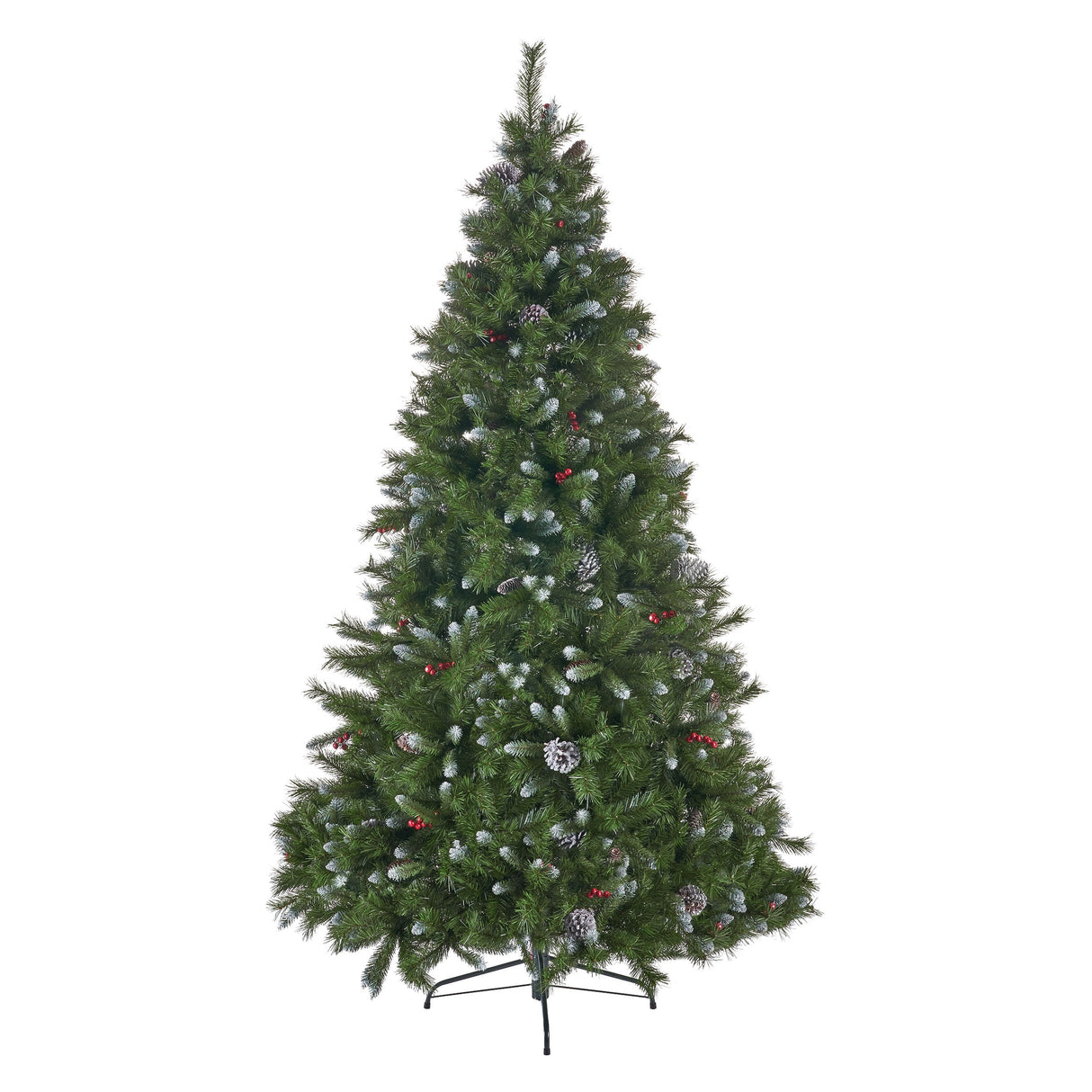4.5-ft Spruce Pre-Lit or Unlit Artificial Christmas Tree with Frosted Branches Red Berries Pinecones by Christopher Knight Home