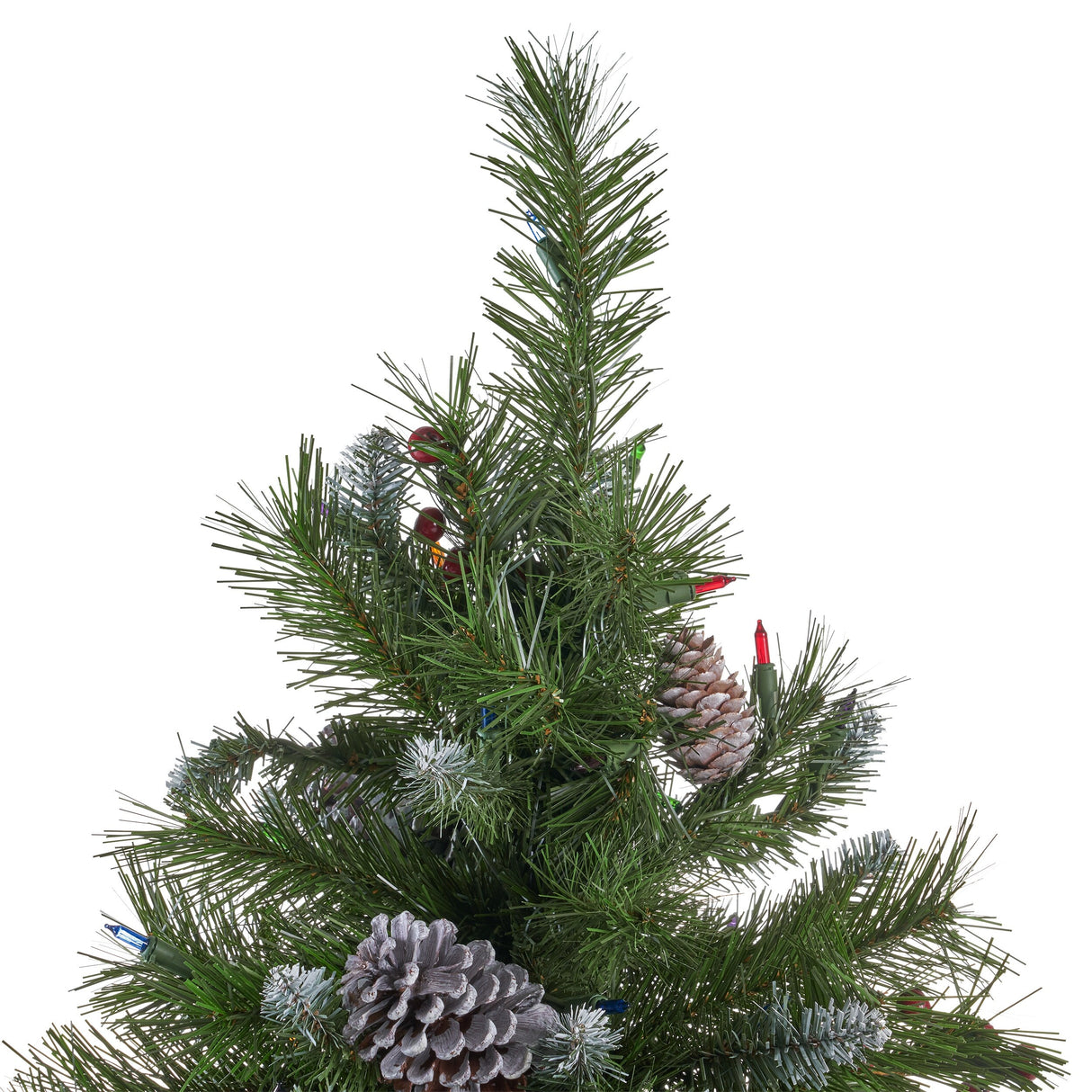 4.5-ft Spruce Pre-Lit or Unlit Artificial Christmas Tree with Frosted Branches Red Berries Pinecones by Christopher Knight Home