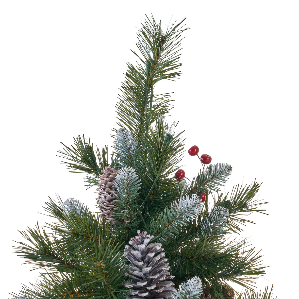 4.5-ft Spruce Pre-Lit or Unlit Artificial Christmas Tree with Frosted Branches Red Berries Pinecones by Christopher Knight Home