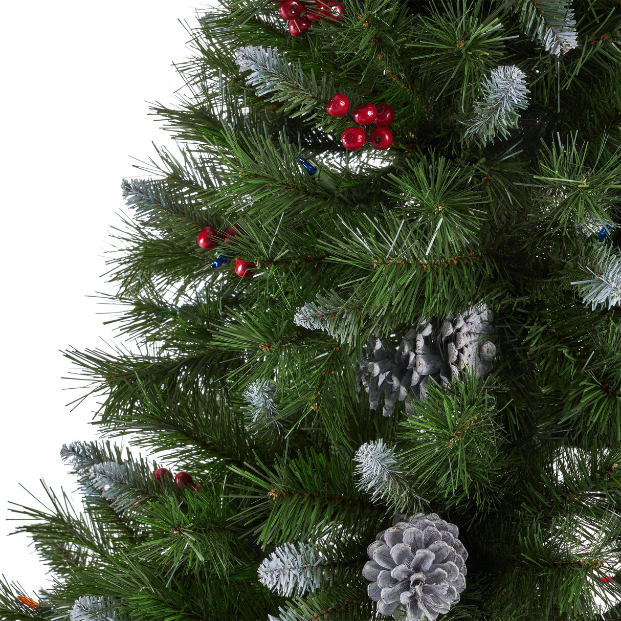 4.5-ft Spruce Pre-Lit or Unlit Artificial Christmas Tree with Frosted Branches Red Berries Pinecones by Christopher Knight Home