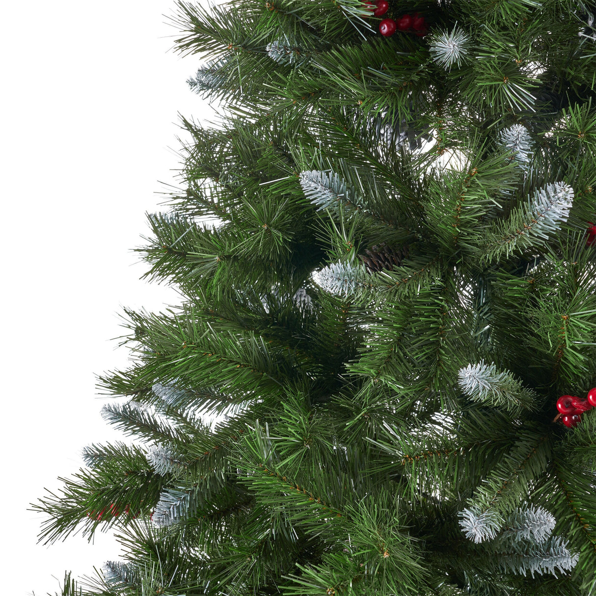 4.5-ft Spruce Pre-Lit or Unlit Artificial Christmas Tree with Frosted Branches Red Berries Pinecones by Christopher Knight Home