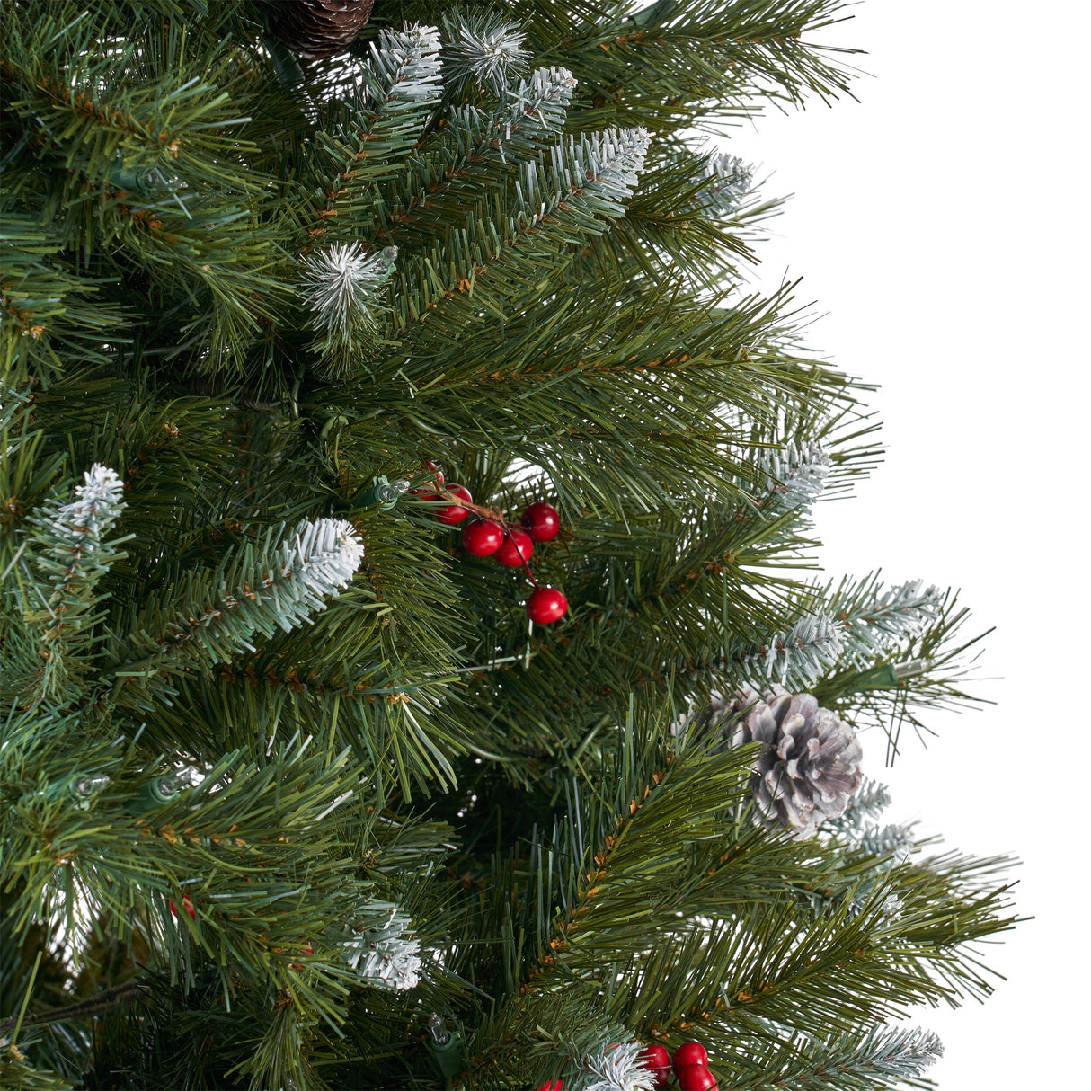 4.5-ft Spruce Pre-Lit or Unlit Artificial Christmas Tree with Frosted Branches Red Berries Pinecones by Christopher Knight Home