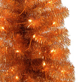 Puleo International 4.5 ft. Pre-lit Orange Tinsel Tree
