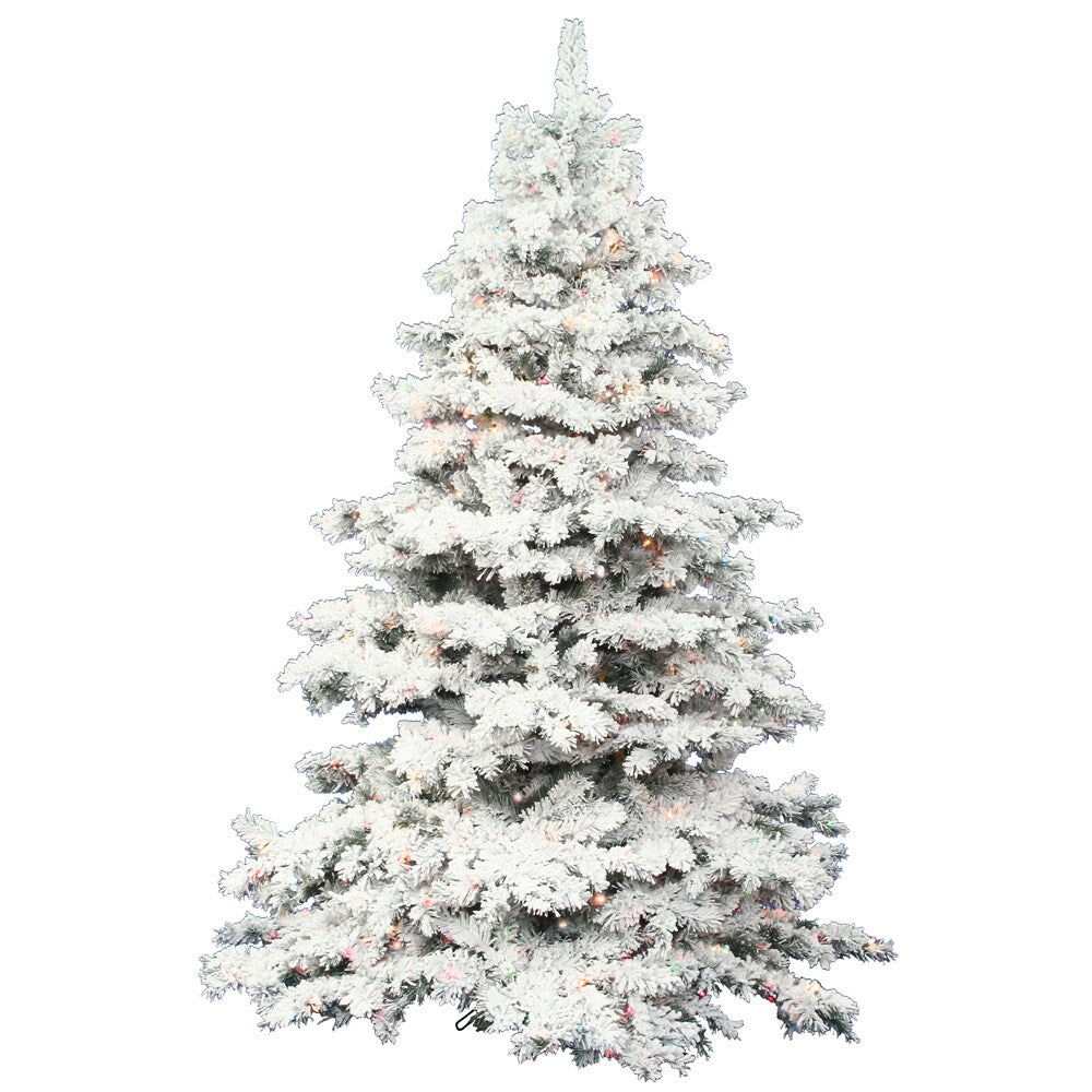 4.5' x 44" Flocked Alaskan Tree with 300 Multi-Colored LED Lights
