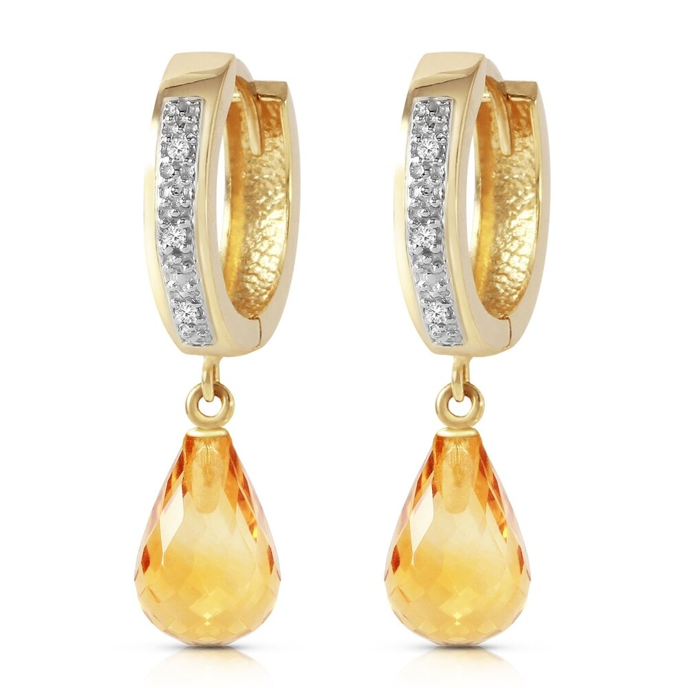 4.54 Carat 14K Solid Gold Tres Chic Blue Citrine Diamond Earrings