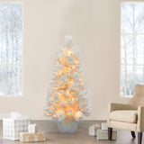4.5Ft Pre-Lit White Flocked Tree with MgO Pot