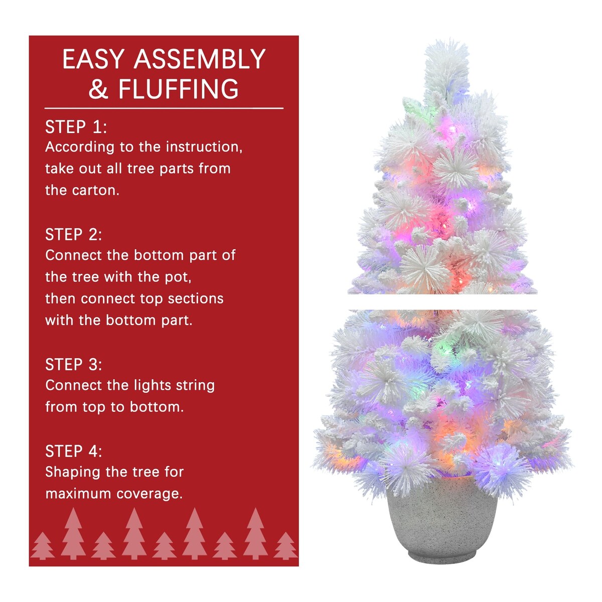 4.5Ft Pre-Lit White Flocked Tree with MgO Pot