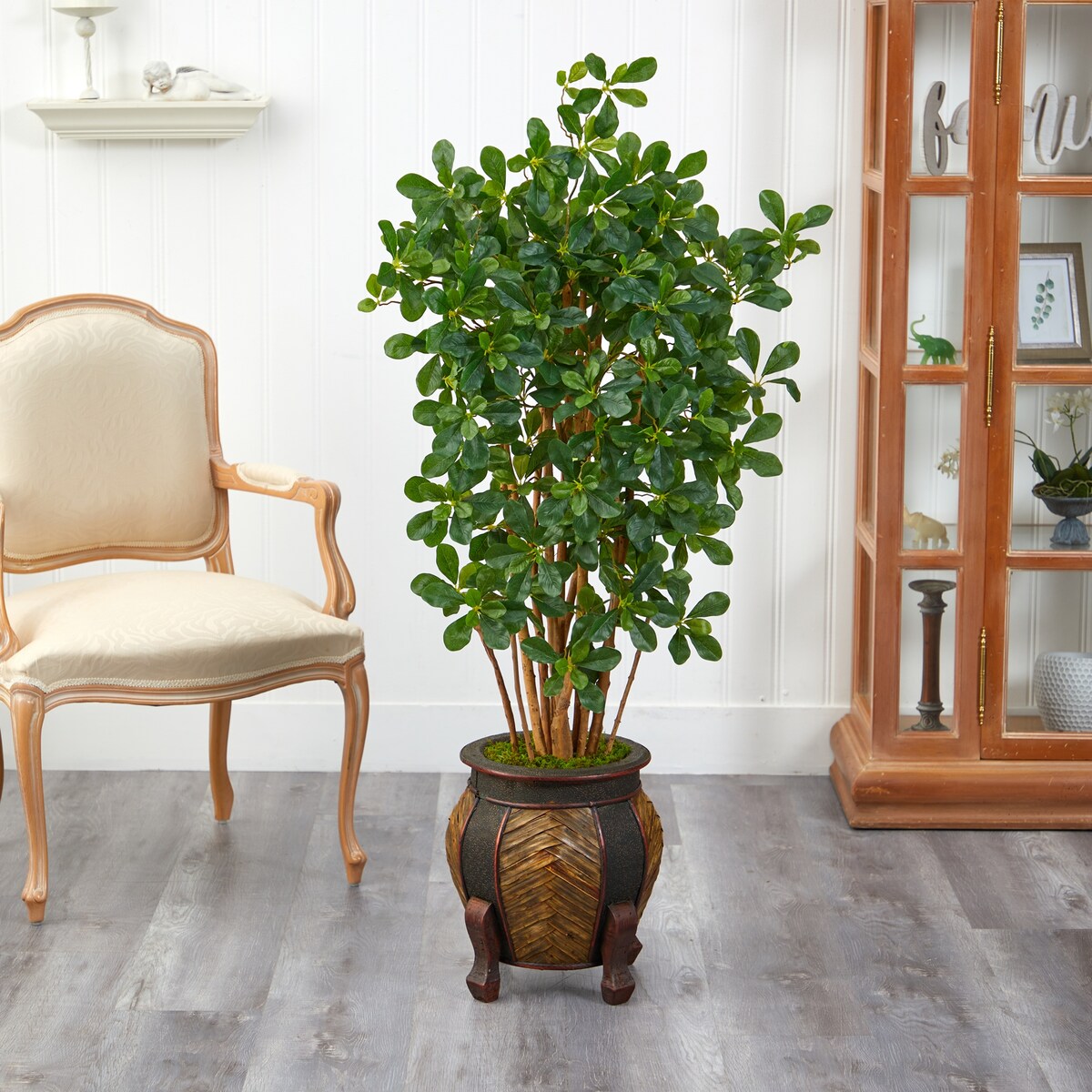 4.5' Black Olive Artificial Tree in Decorative Planter - 15"