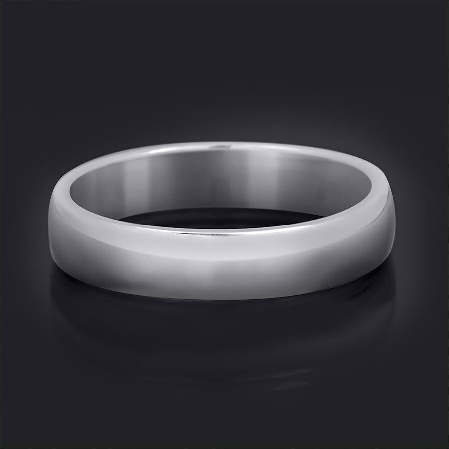 4.5mm Genuine 925 Sterling Silver Mens Anniversary Wedding Band Ring