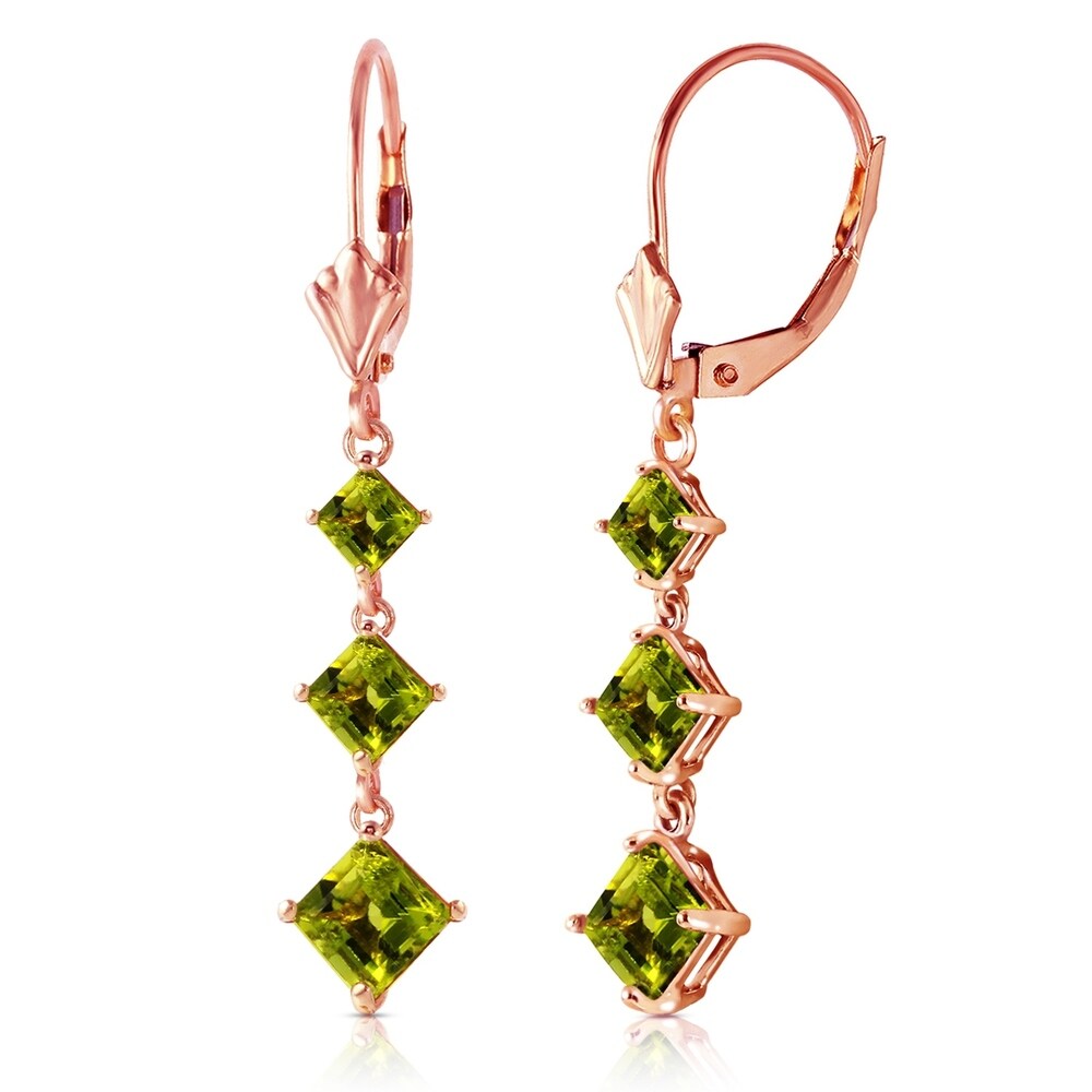 4.79 CTW 14K Solid Rose Gold Chandelier Earrings Peridot