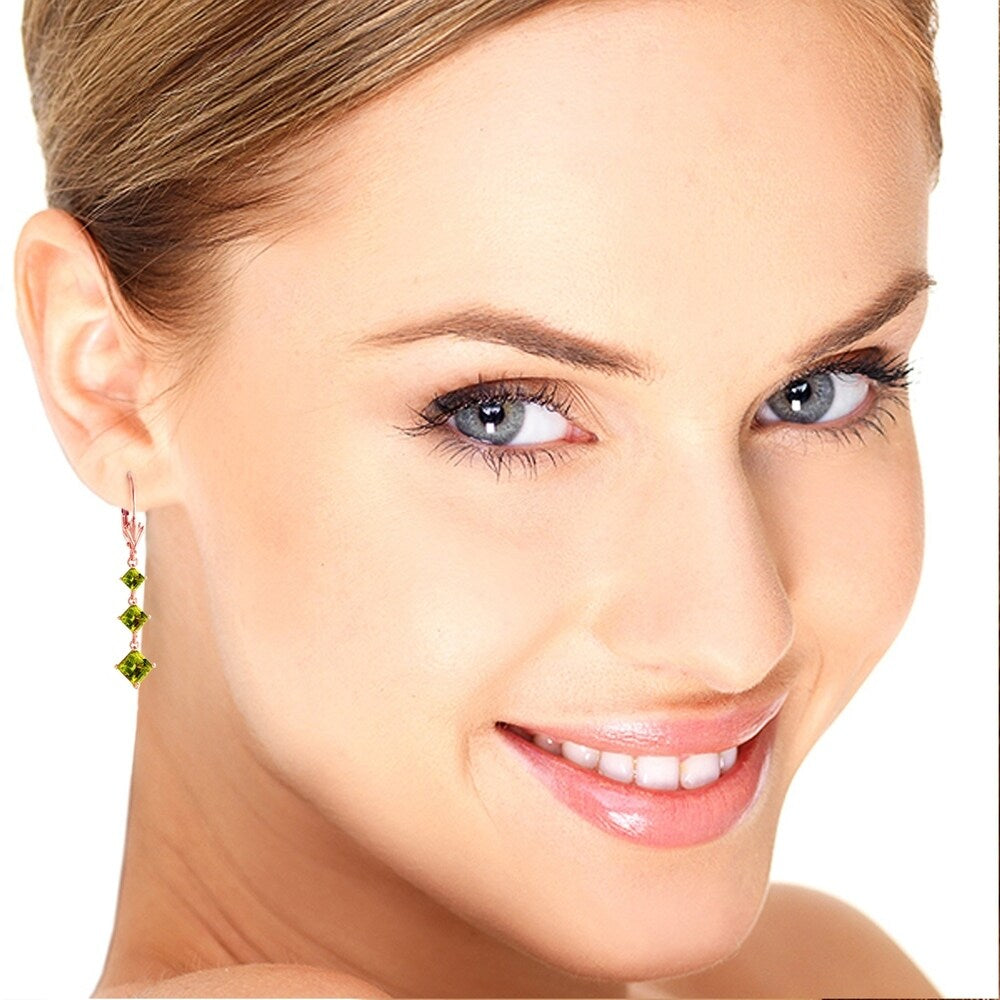 4.79 CTW 14K Solid Rose Gold Chandelier Earrings Peridot