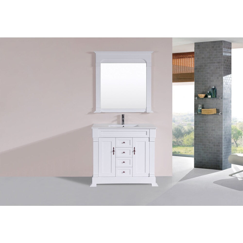 40-inch Balboa White Single Traditional Vanity with Integrated Sink