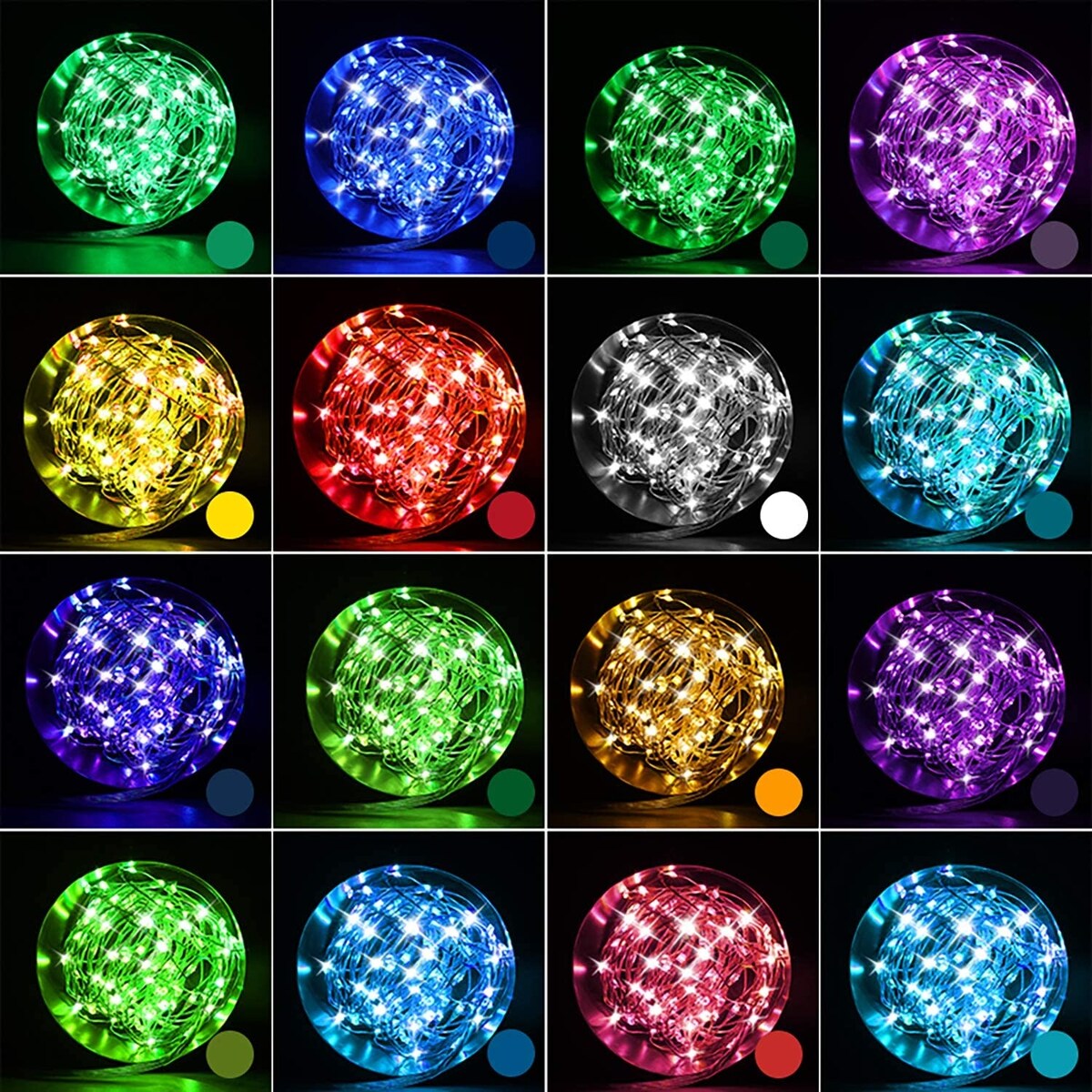 40 Ft 16 Colors Changing String Lights with Remote Control - Yellow