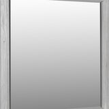 40 Inch Lou Rectangular Mirror, Wood Frame, Grain Details, Washed White