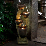 40-Inch Modern Outdoor Garden Fountain w/LED Lights for Garden Patio