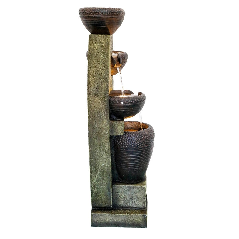 40-Inch Modern Outdoor Garden Fountain w/LED Lights for Garden Patio