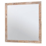 40 Inch Rustic Style Wooden Frame Square Mirror, Gray