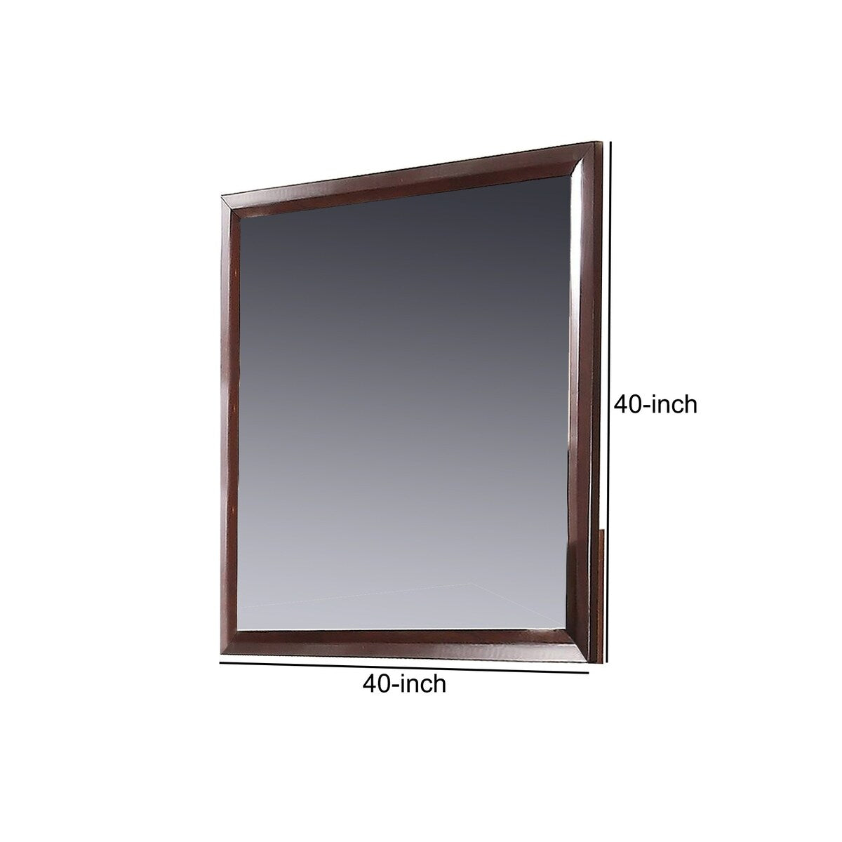 40 Inches Square Wood Encased Mirror, Brown