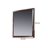 40 Inches Square Wood Encased Mirror, Brown