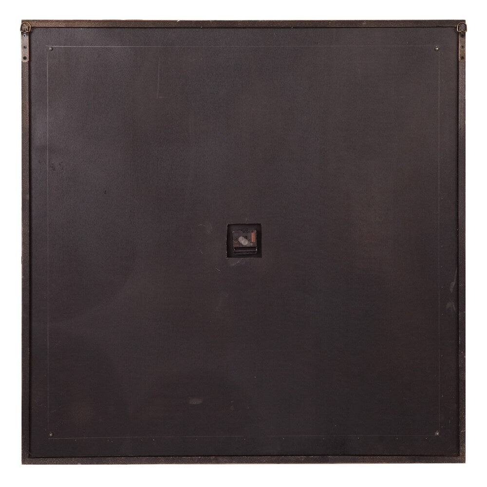 40" Oversized Square Distressed Wood Plank and Metal Square Wall Clock