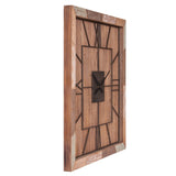 40" Oversized Square Distressed Wood Plank and Metal Square Wall Clock