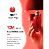 YANSUN 40-Watt Equivalent T45 Red Dimmable E26 Vintage Edison Incandescent Light Bulb for Halloween Christmas (4-Pack)