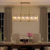 40 in. Linear Modern Crystal Chandeliers 16-Light Brass Gold Rectangular Chandelier for Dining Living Room Kitchen Island
