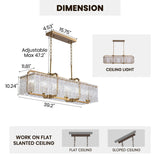 40 in. Linear Modern Crystal Chandeliers 16-Light Brass Gold Rectangular Chandelier for Dining Living Room Kitchen Island