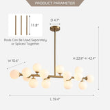 40 in. Linear Pendant Lighting Brass Modern Chandelier 16-Light Frosted Glass Kitchen Island Light for Dining Room