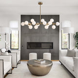 40 in. Linear Pendant Lighting Brass Modern Chandelier 16-Light Frosted Glass Kitchen Island Light for Dining Room