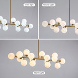 40 in. Linear Pendant Lighting Brass Modern Chandelier 16-Light Frosted Glass Kitchen Island Light for Dining Room