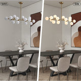 40 in. Linear Pendant Lighting Brass Modern Chandelier 16-Light Frosted Glass Kitchen Island Light for Dining Room