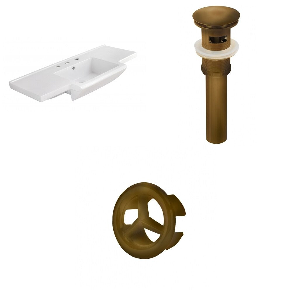 40-in. W 3H8-in. Ceramic Top Set In White Color - Overflow Drain Incl.