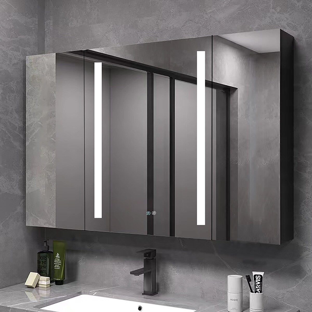 40 in.W x 30 in. H Aluminum Surface Mounted LED Medicine Cabinet with Doors and Mirrors - 40'' X 30''