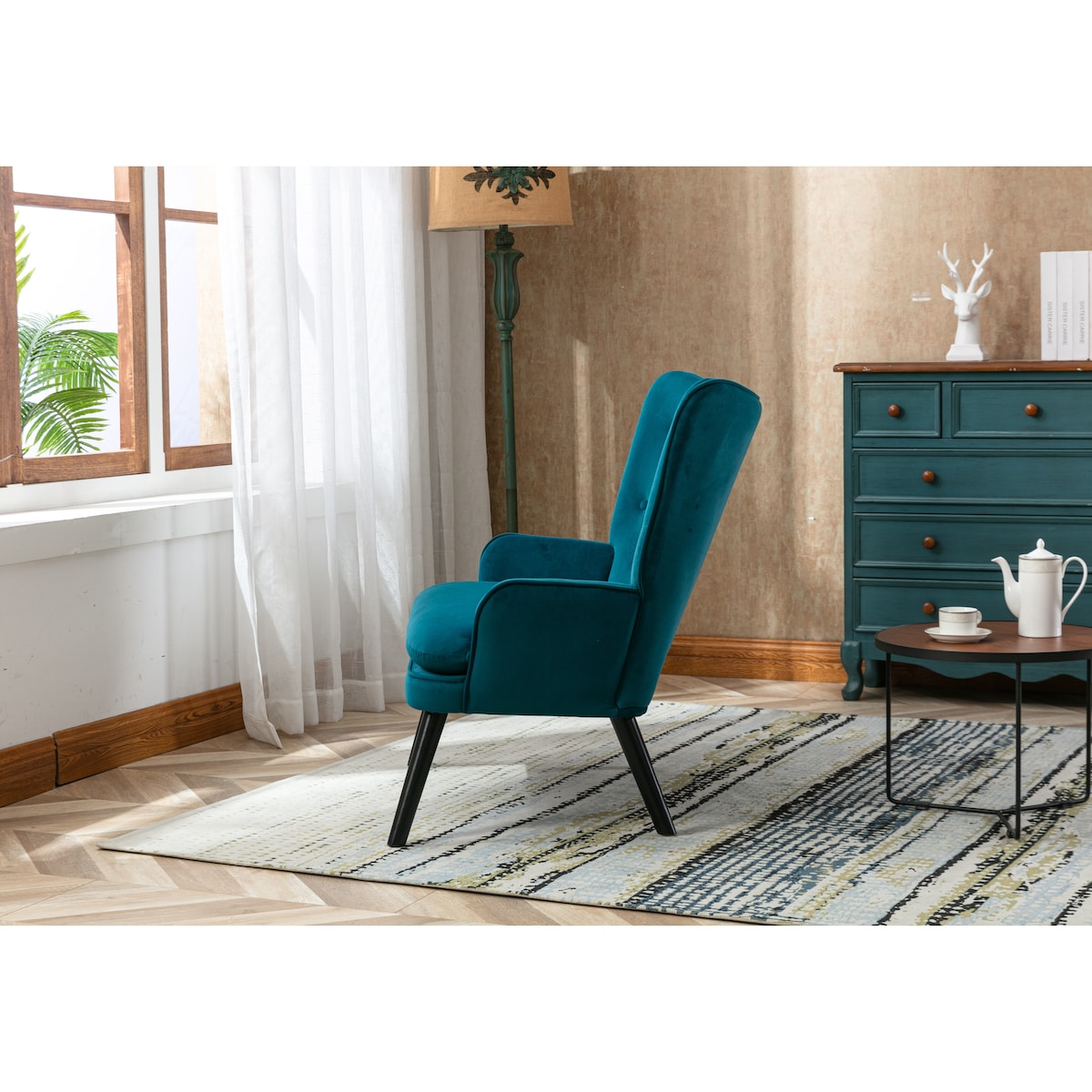 40.16" W Polyester Accent Chairs with Tufted Back, Padded Seat and Metal Legs
