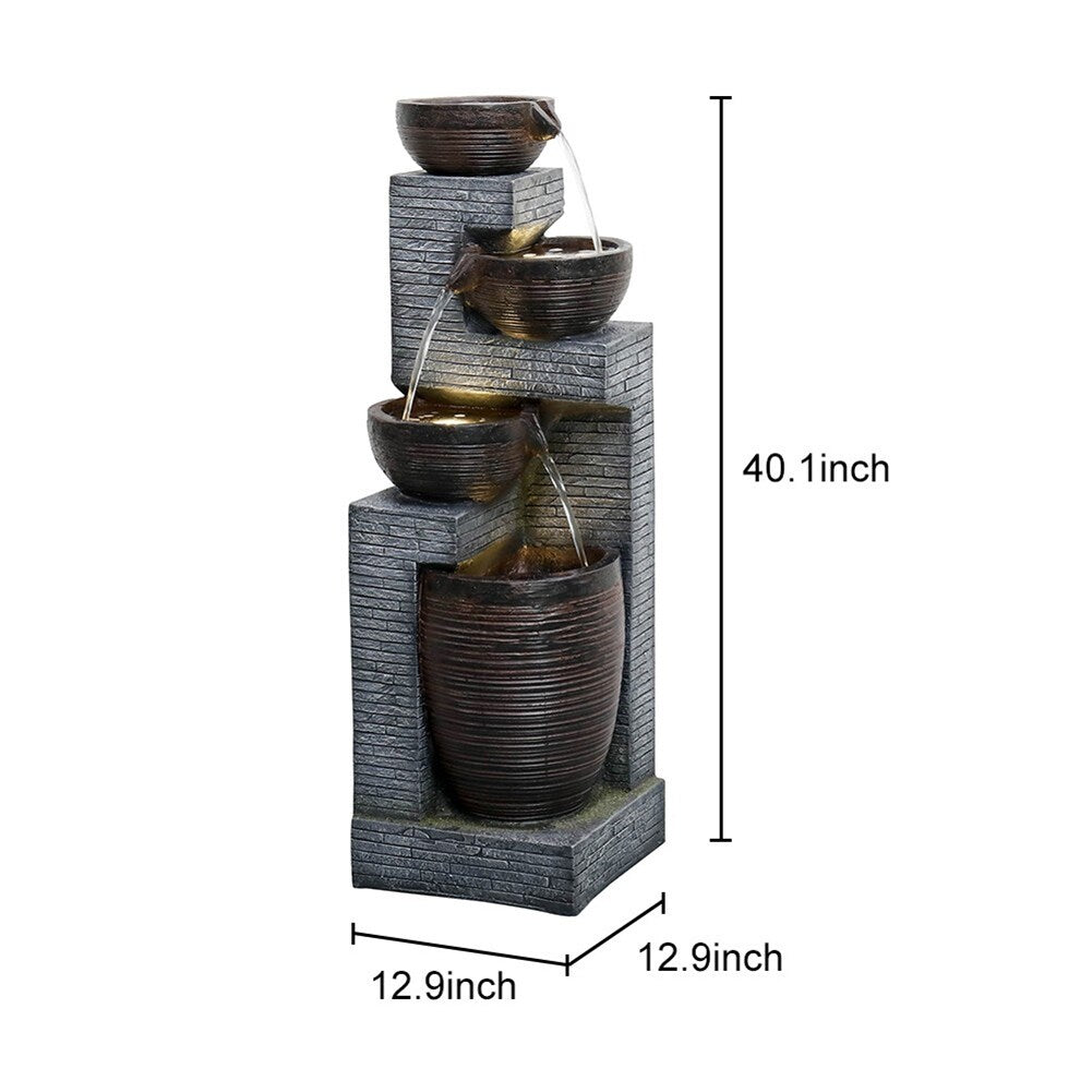 40.1" Garden Water Fountains with LED Lights