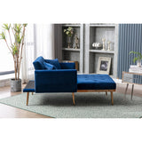 40.94" W Velvet Chaise Lounge Chair with Button Tufted Cushion and Ottoman