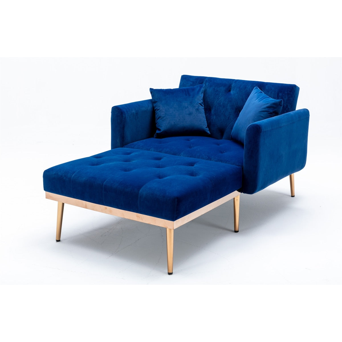40.94" W Velvet Chaise Lounge Chair with Button Tufted Cushion and Ottoman