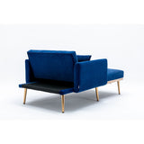40.94" W Velvet Chaise Lounge Chair with Button Tufted Cushion and Ottoman
