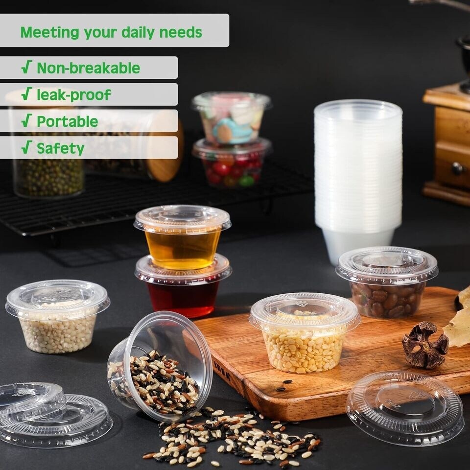 400 Pcs 2oz Plastic Containers with Lids