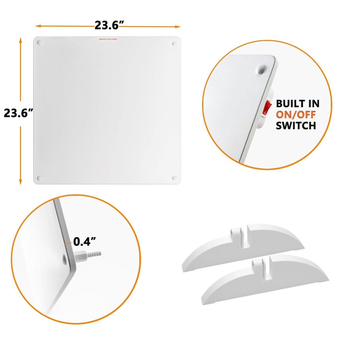 400-Watt Ceramic Wall Mounted/Freestanding Heater Panel with Overheat Protection