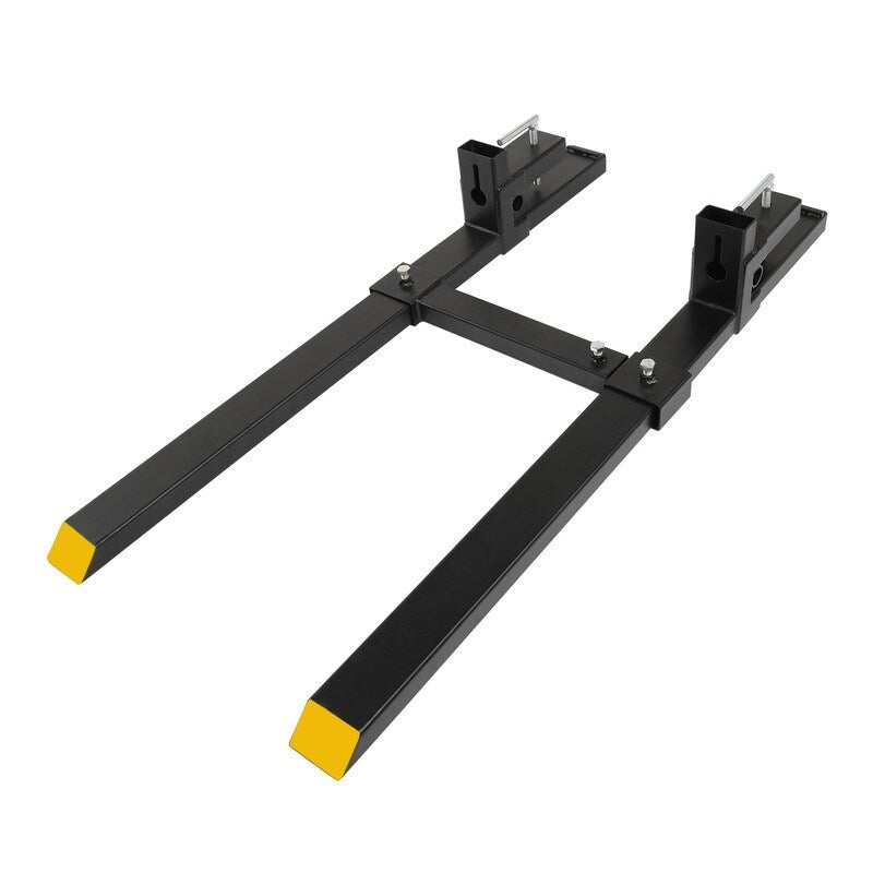 4000lbs 60" Clamp-On Pallet Forks Skid Steer Loader Bucket with Adjustable Stabilizer Ba