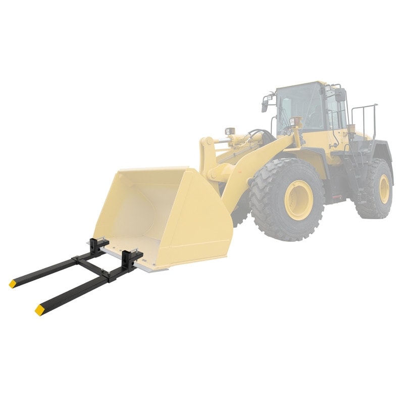 4000lbs 60" Clamp-On Pallet Forks Skid Steer Loader Bucket with Adjustable Stabilizer Ba