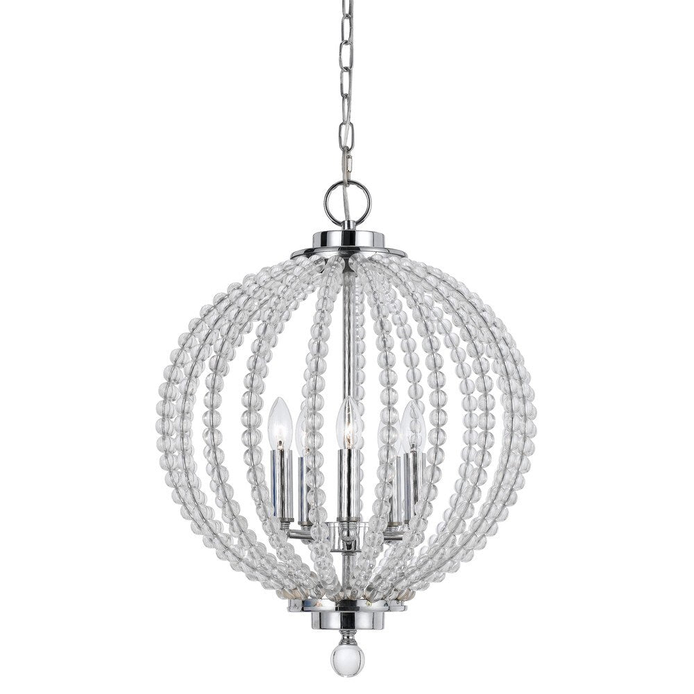 Olivia Chrome-finished Acrylic/Metal 5-light Pendant Fixture - Chrome/Clear