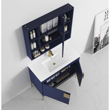 40" Modern Navy Blue Bathroom Vanity with Ceramic Top and Gold Hardware, Includes Medicine Cabinet